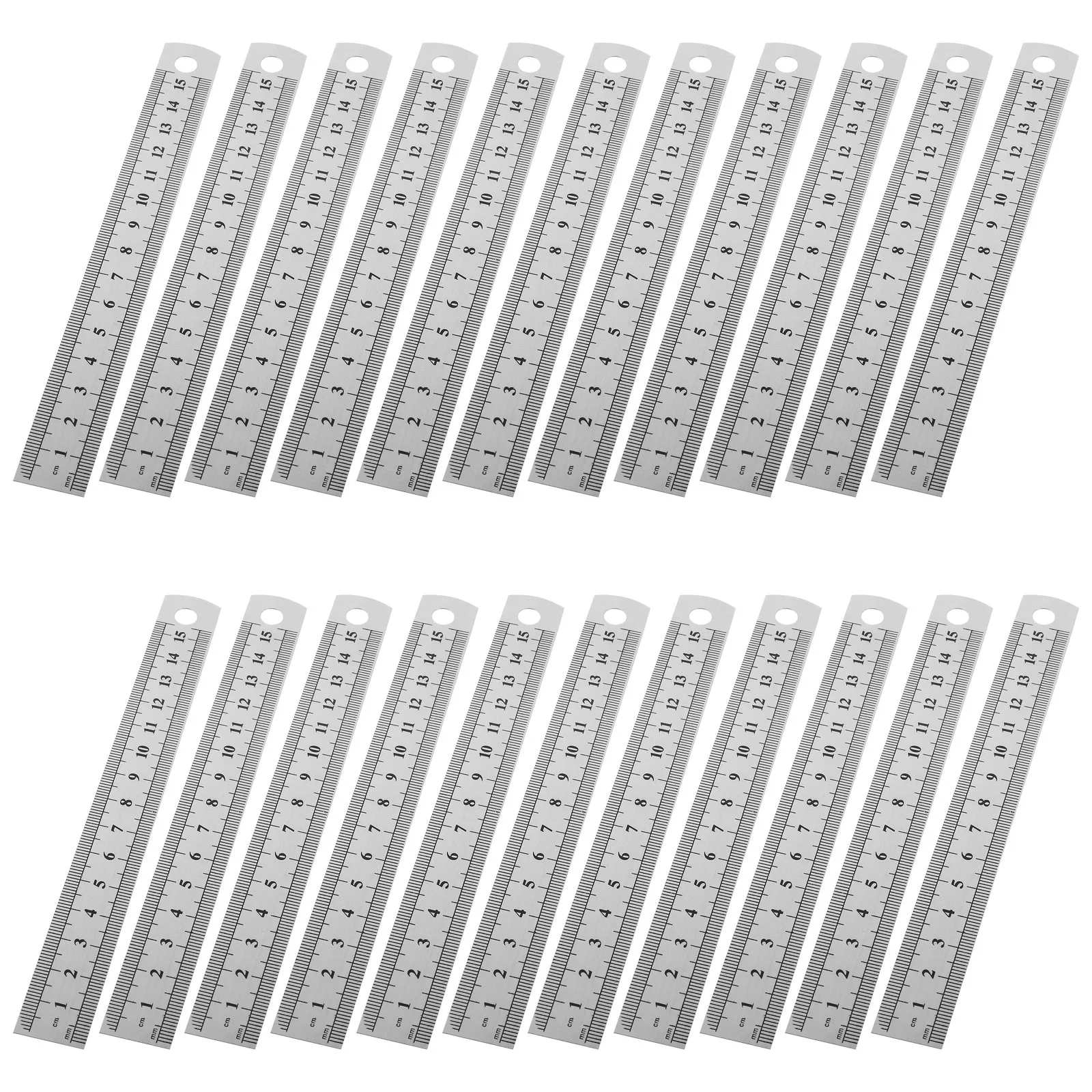 30Pcs 6 Inch Steel Ruler Stainless Precision Measuring Tool Dual Scale Metal Straight Edge Ruler for Guitar Repair Drafting