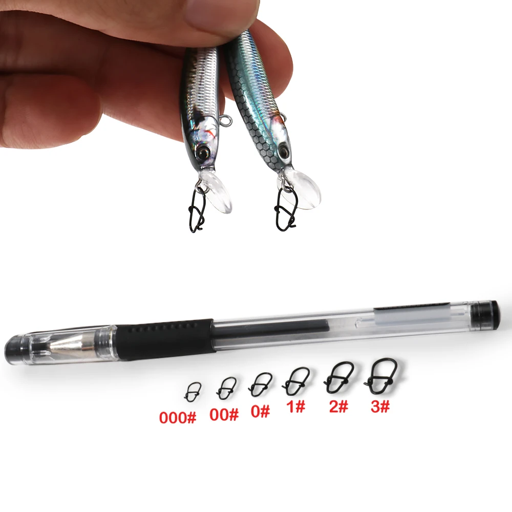 GOBAIT 100Pcs Black Stainless Steel Fishing Snap Swivels Solid Duo Lock Connector Rolling Tackle for Lure Rigs 000#-3# view 6