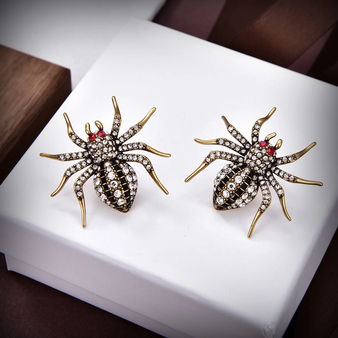 Europe Designer Crystal Insect Spider Exaggerated Earrings Men Women Luxury Jewelry Goth Party Trend