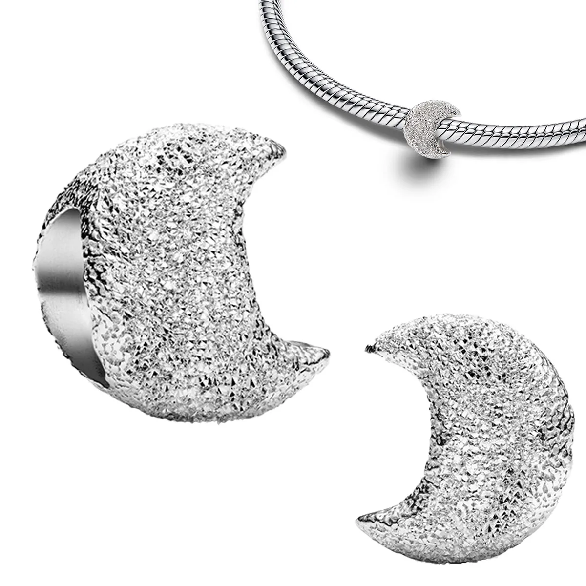 الرجعية 925 فضة الذهبي معدن لامعة الخرز الصغيرة سحر نجمة القمر الشمس شل شكل معلقة أساور يدوية قلادة أجزاء