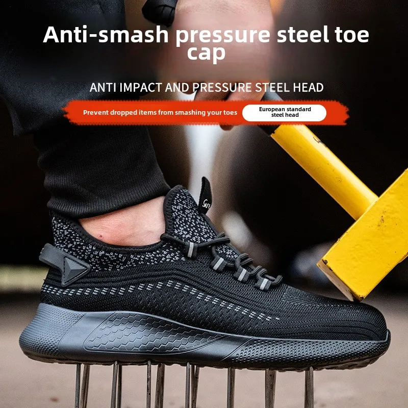 36-47 Men's Steel Toe Sneakers, Tough Protective Safety Shoes, Anti Smashing Anti Stab Work Shoes, Soft and Comfortable Shoes