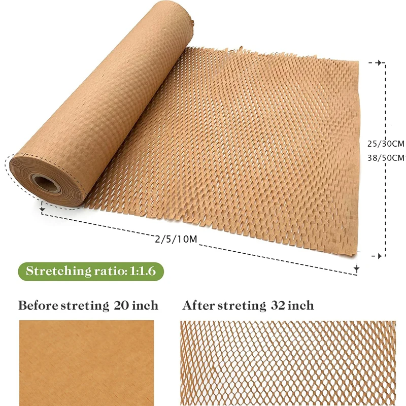 2-10M Wrapping gift moving honeycomb paper for shipping recyclable honeycomb cushioning roll supplies bubble wrapping paper