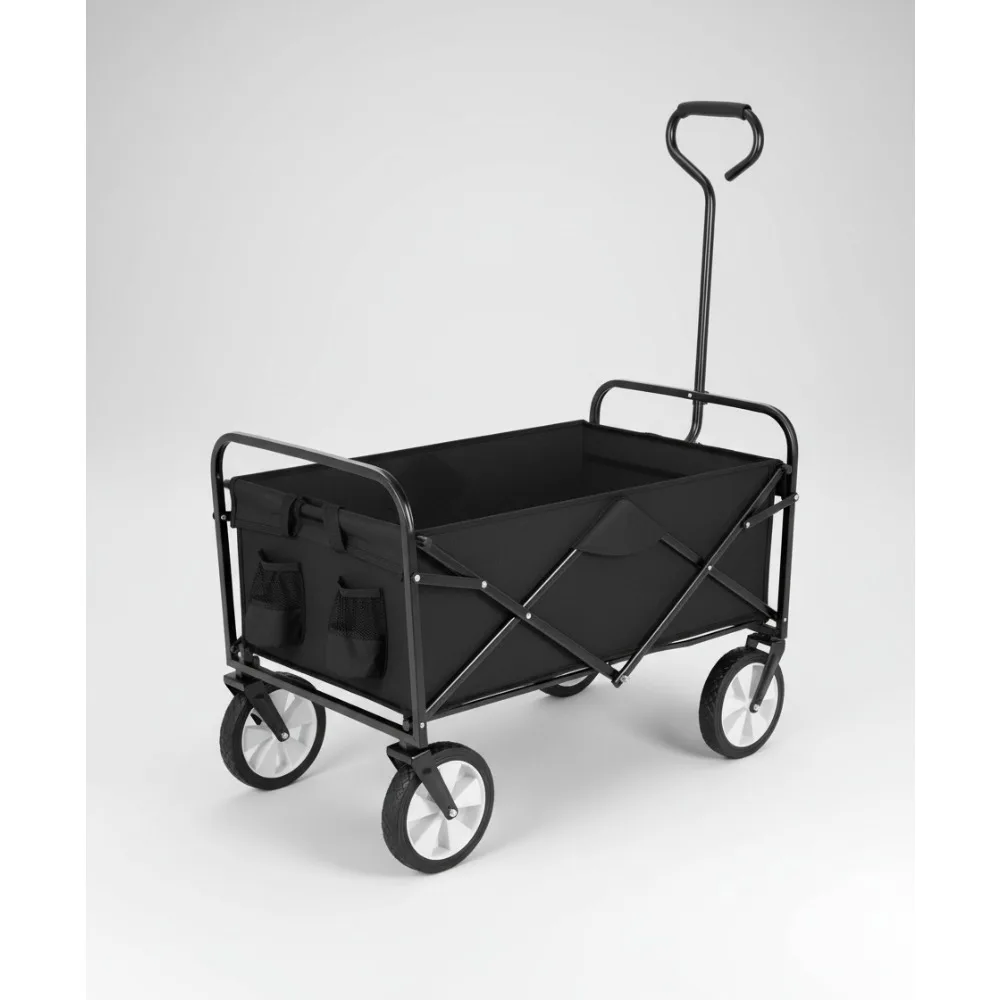 

Folding Garden Cart with 360° Wheels & Adjustable Handle, 220lbs Capacity for Outdoor Camping & Home Use