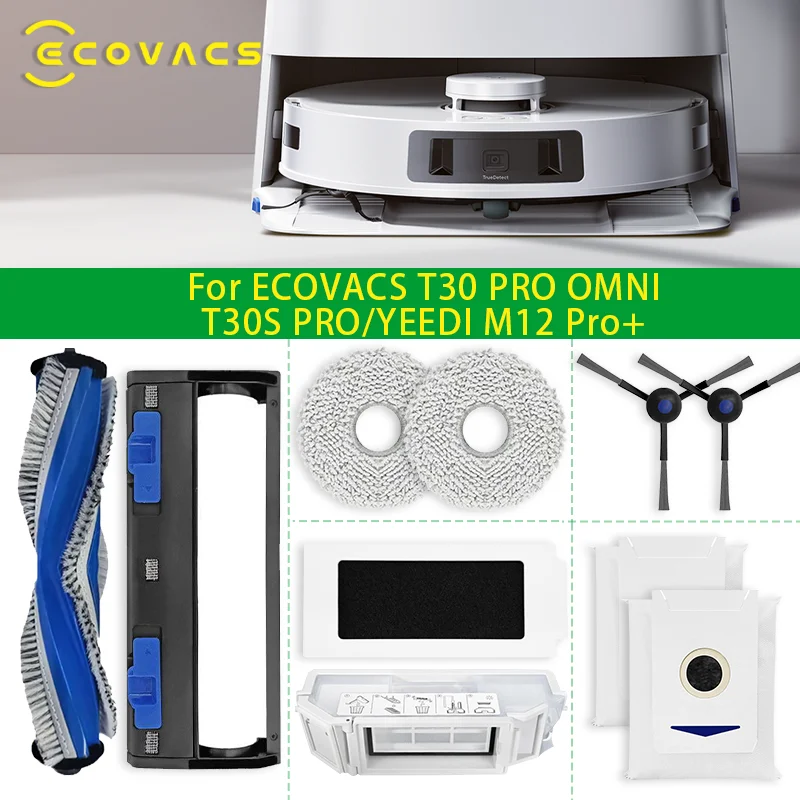 For Ecovacs Debot T30 Pro Omni / T30 OMNI / YEEDI M12 Pro+ Parts Roller Side Brush Hepa Filter Dust Bag Mop Cloth Bracket