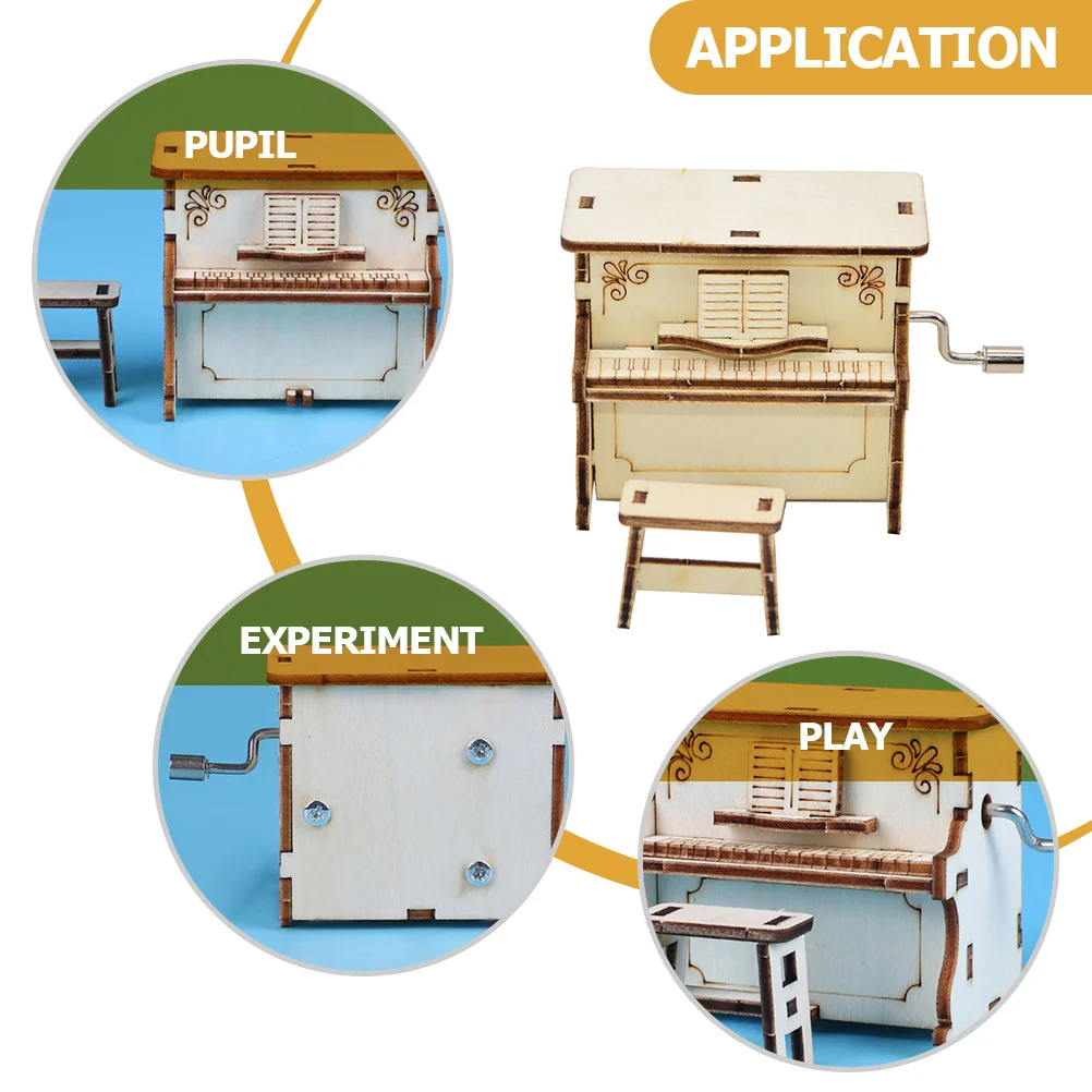 مجموعة واحدة من صندوق الموسيقى الخشبي، صندوق موسيقى البيانو الصغير للأطفال، نموذج التجميع التعليمي، ألعوبة الأطفال، الحرف الخشبية #2
