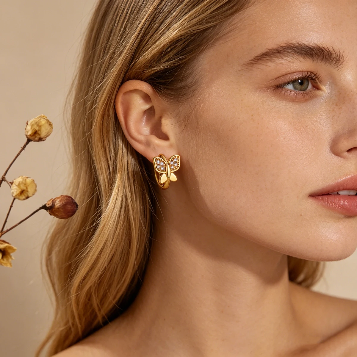 Butterfly Zirconia Hoop Earrings For Women 2026 Trending New Stainless Steel Earrings Couple Luxury Brand Jewelry mujer