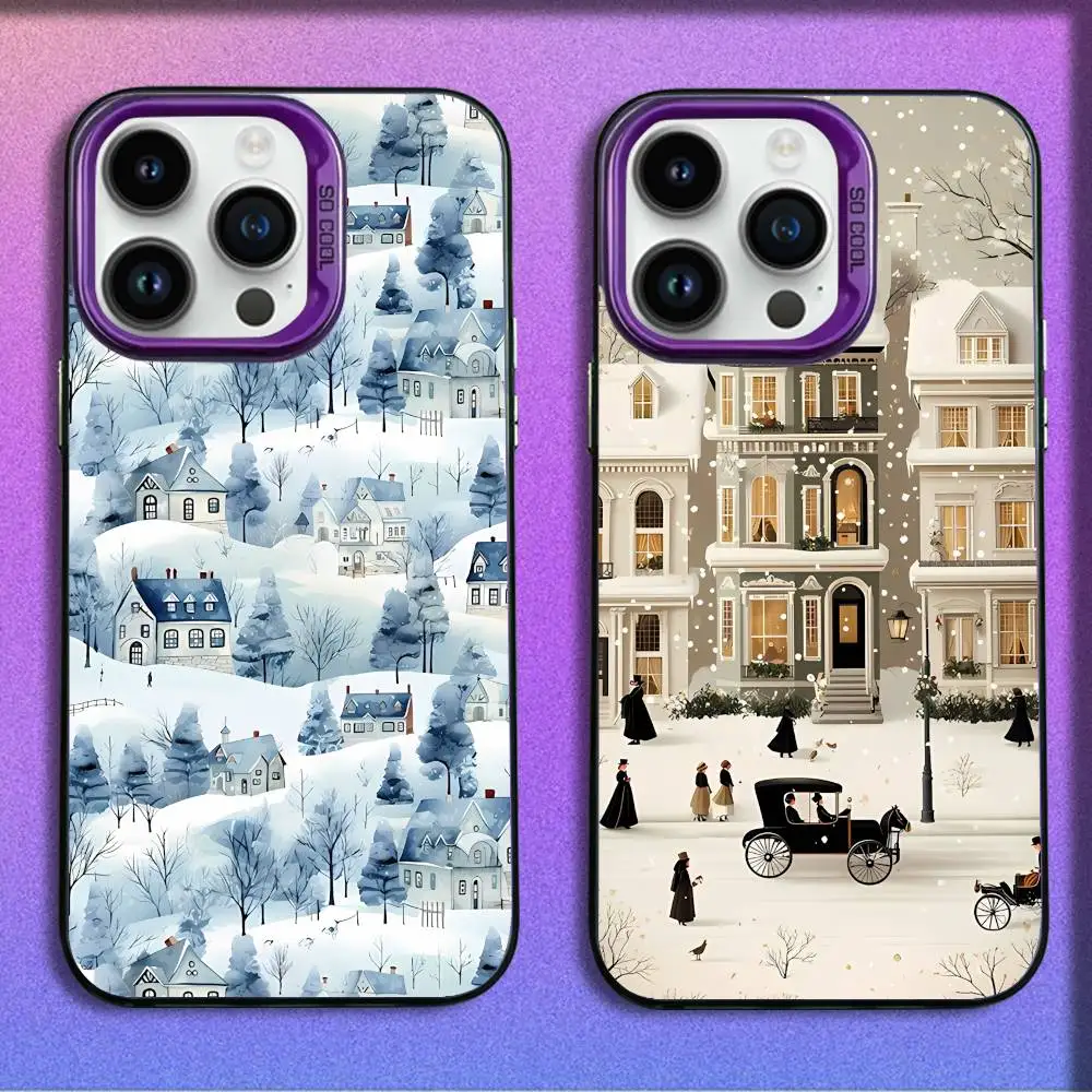 

Winter Snow Scene Phone Case For iPhone 17,16,15,14,13,12,11,Pro,Max,Plus,E,SE4,Air,Mini Purple IMD Box