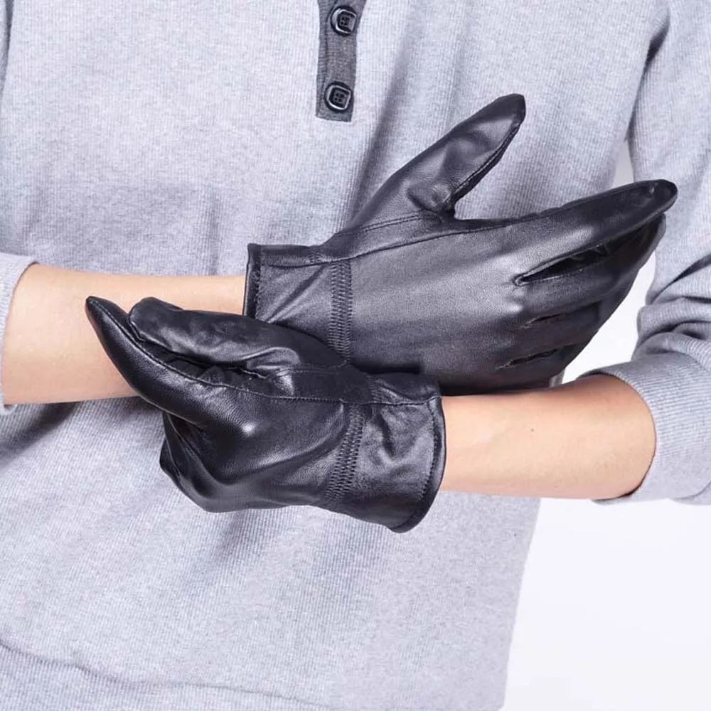 

1pair Equestrian Soft PU Anti-cold Gloves Waterproof Warmer Men Finger Mittens Adjustable Solid Color Windproof Mittens Ski