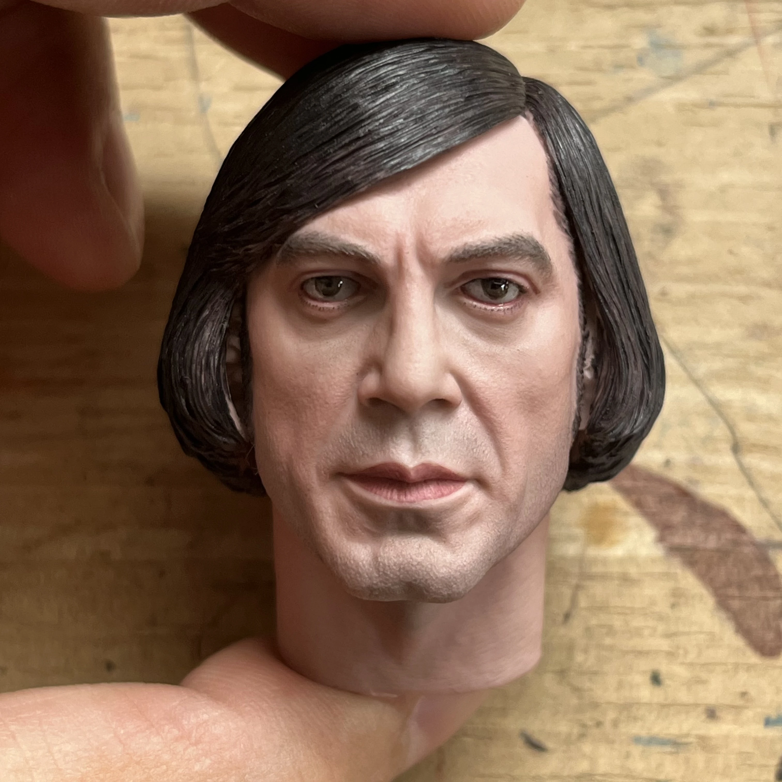 1/6 Scale Javier Bardem Cold Killer Head Carved Model DIY 12'' Action Figure