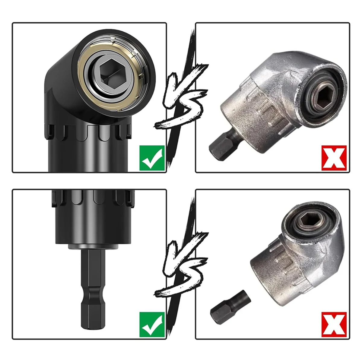 A002 4PCS Right Angle Drill Attachment Impact Grade Power Hand Tool Driver Rotatable Socket Adapter Extension Set
