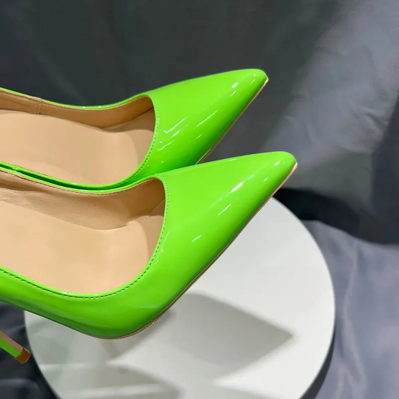 Heelgoo Elegant Chic Neon Green Patent Pointed Toe Stiletto High Heels Fashion Slip-on Pumps for Party Club Evening Dress Shoes view 6