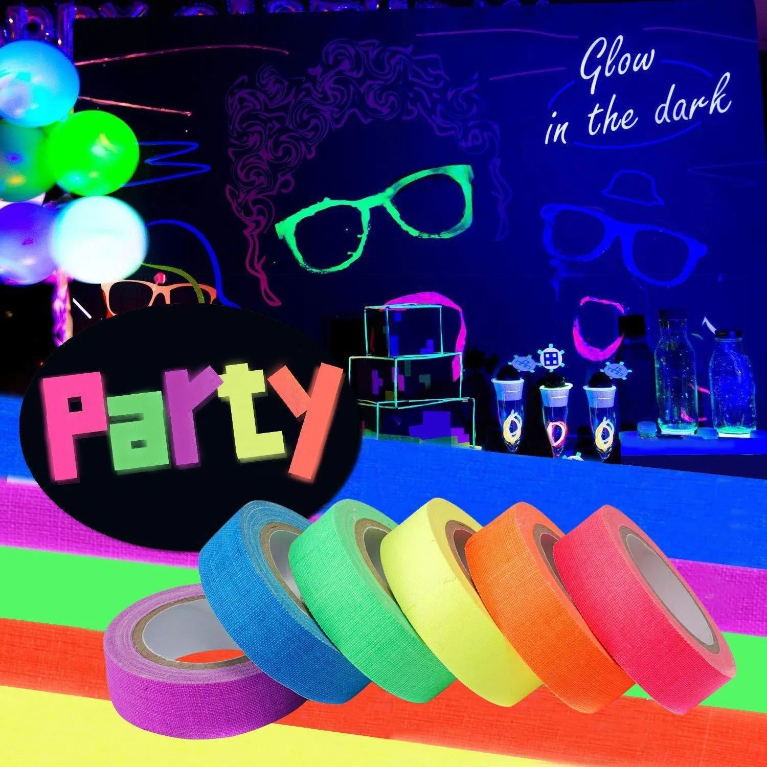 UV Glow Cotton Tape Neon Gaffer Party Tape Safety Warning Neon Tape UV Tape Wedding Decorations Home Decorations