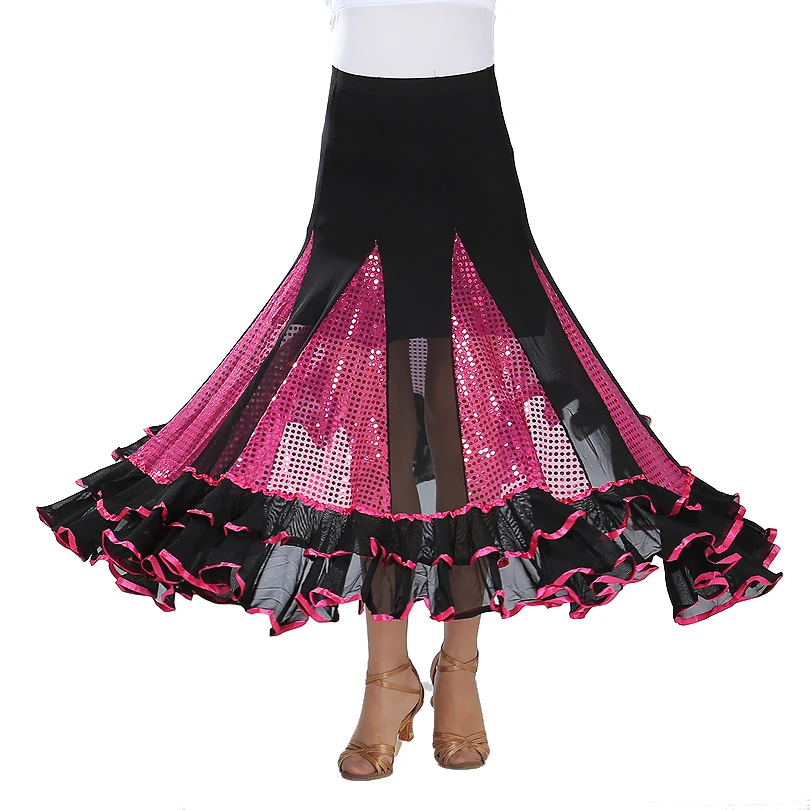 customized women's adult modern dance costume big swing skirt ballroom dance half skirt waltz performance dance long skirt