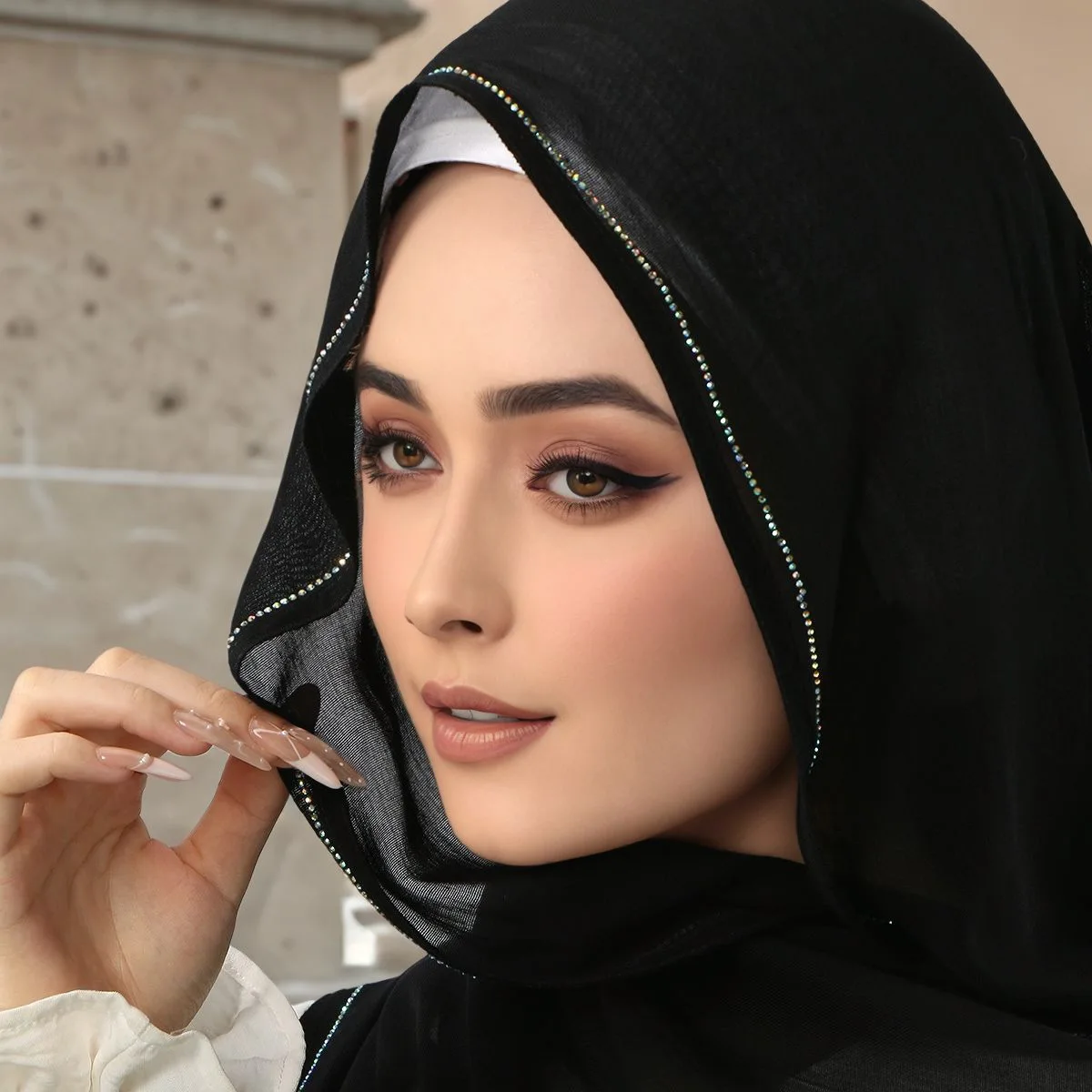 

Роскошный длинный шарф с бриллиантами, женский хиджаб, мусульманские шарфы, мягкий тюрбан, шаль, однотонные шарфы, банданы, повязка на голову, Bufanda, платок 170*70 см