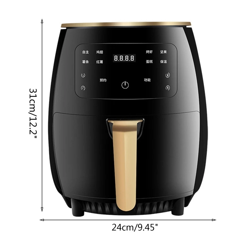 Family Size Electric Hot Air Fryers Oven Oilless Cooker with LCD Digital for Touch Screen & Nonstick Detachable 1 Drop Shipping