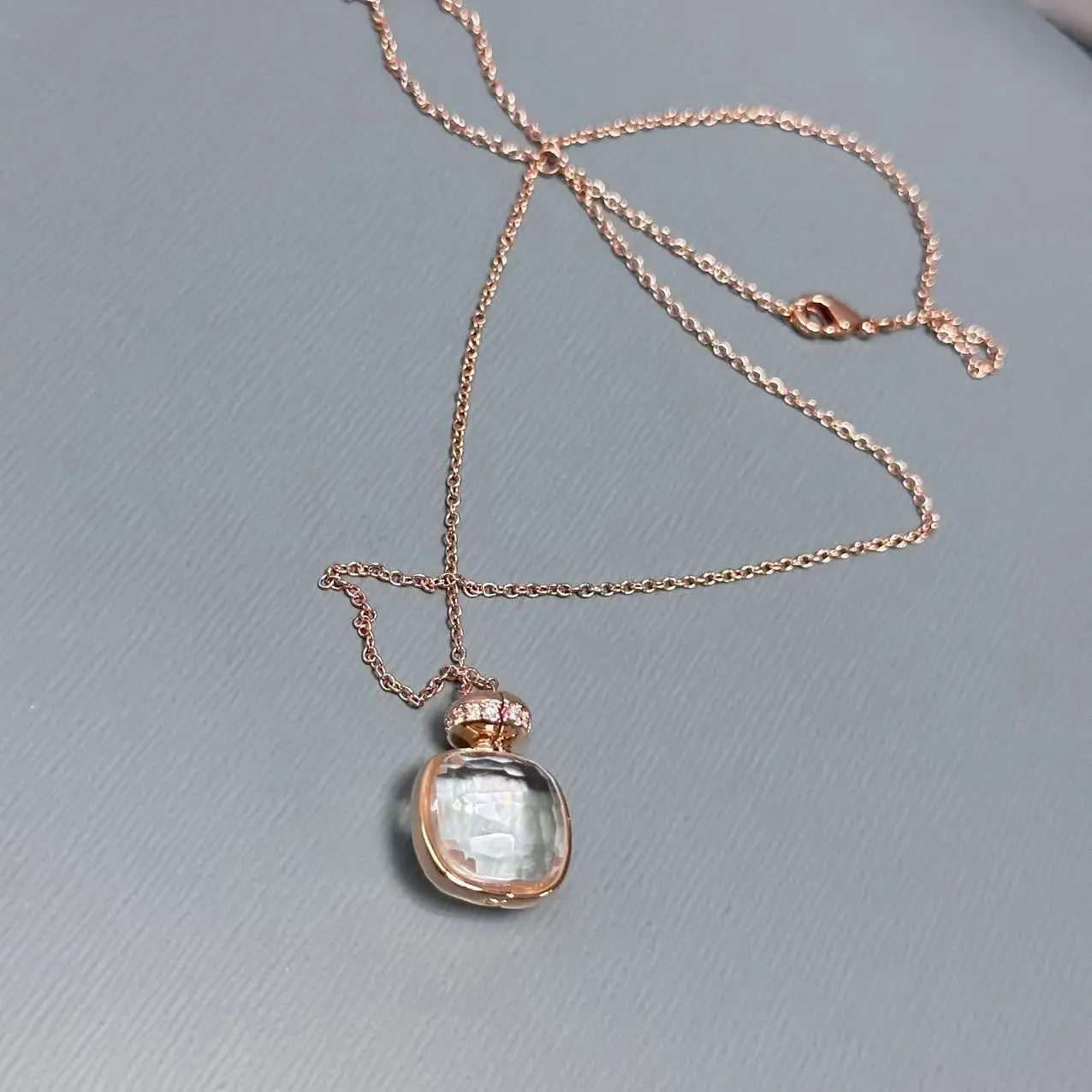 ClassicNudo Pendant Necklace for Women Light Blue Topaz Pendant Candy Color Perfume Bottle Shape Elegant Fashion Jewelry