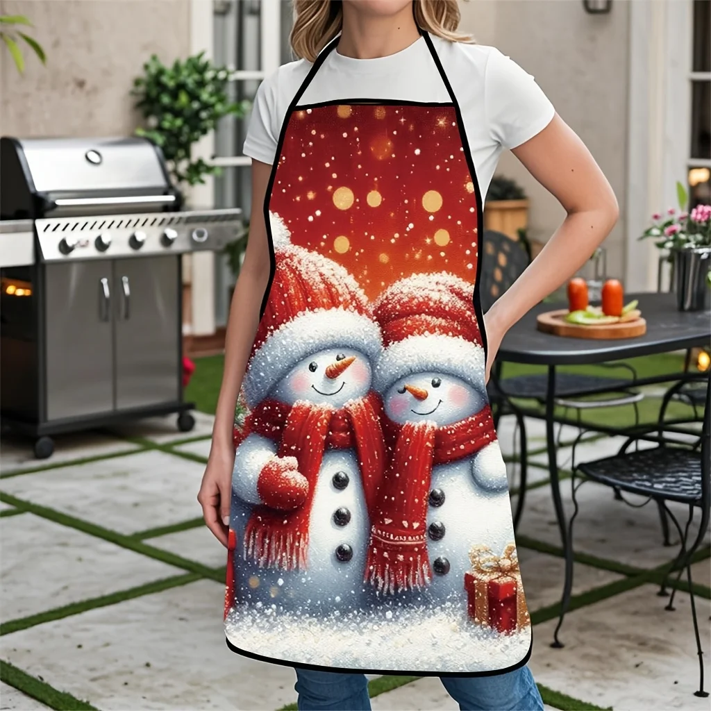 A Christmas Apron Featuring Snowman Designs Is Ideal For Different Cooking And Cleaning Tasks In The Kitchen, And It Also Serves