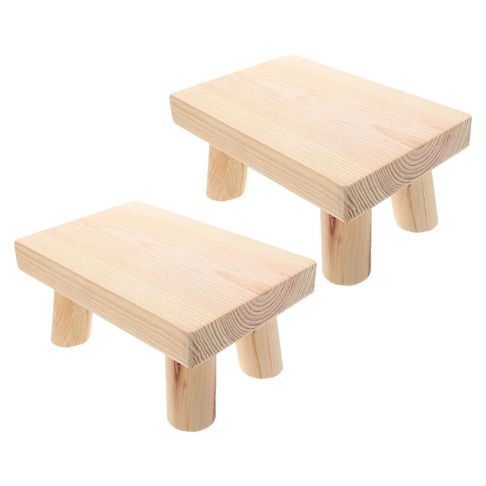

2pcs Kids Mobile Footstool Toddler Step Stool Lightweight Beige Wood Children Helper Kitchen Desk Piano Adjustable Stable
