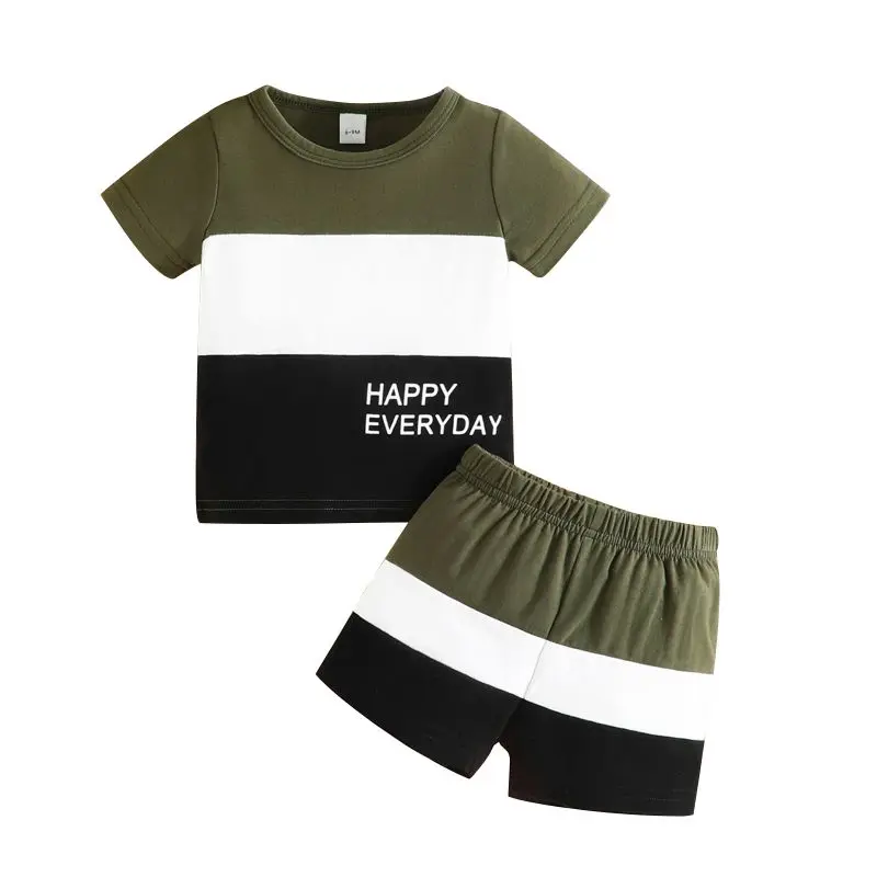 0-3 سنوات الأطفال الأولاد بدلة رياضية مريحة للتنفس الاطفال الصيف قمصان قصيرة الأكمام مع السراويل 2 قطعة مجموعة طفل الفتيان