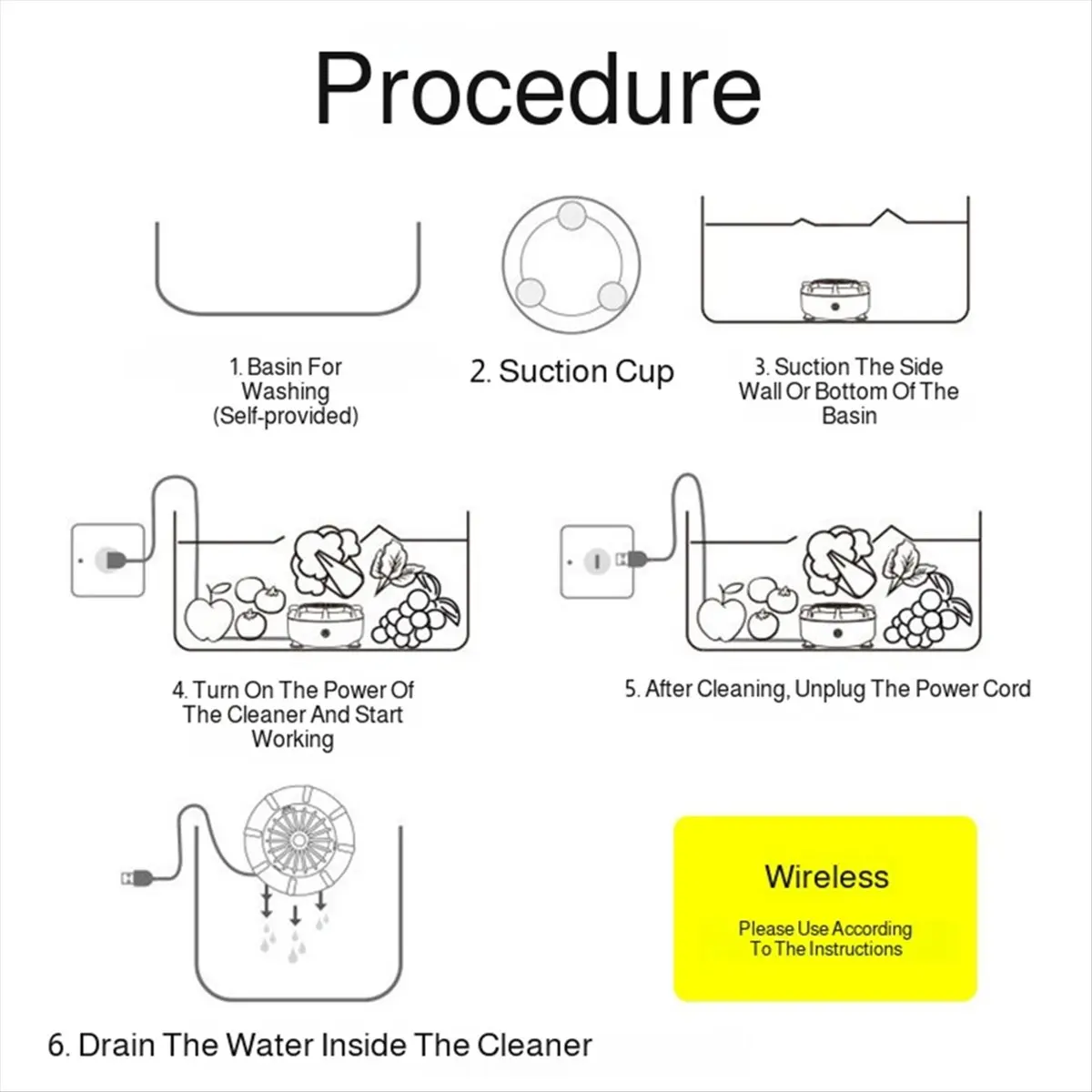 Portable Fruit Vegetable Washing Machine Household Fruits, Vegetables Wash the Ingredients Automatic Cleaner Machine