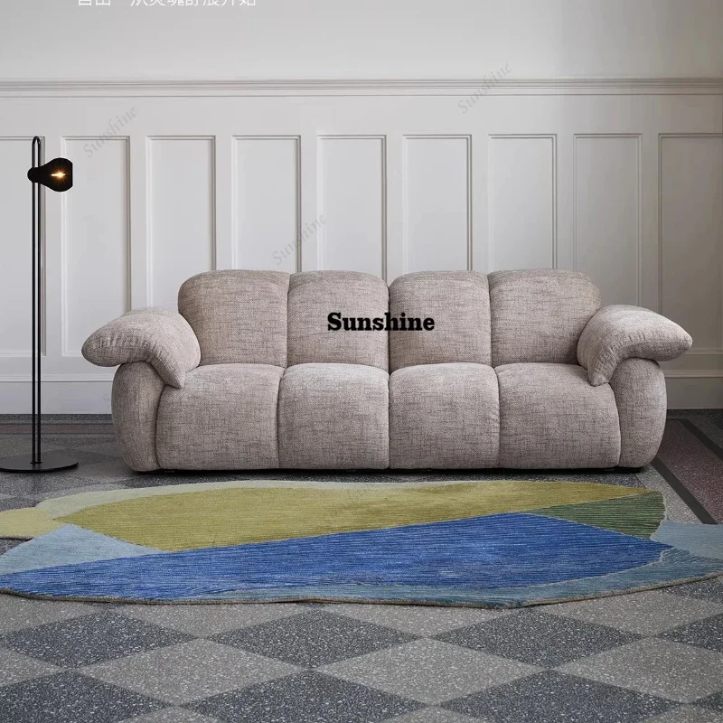 Fabric, retro three-person, simple modern living room straight row adjustable function sofaY