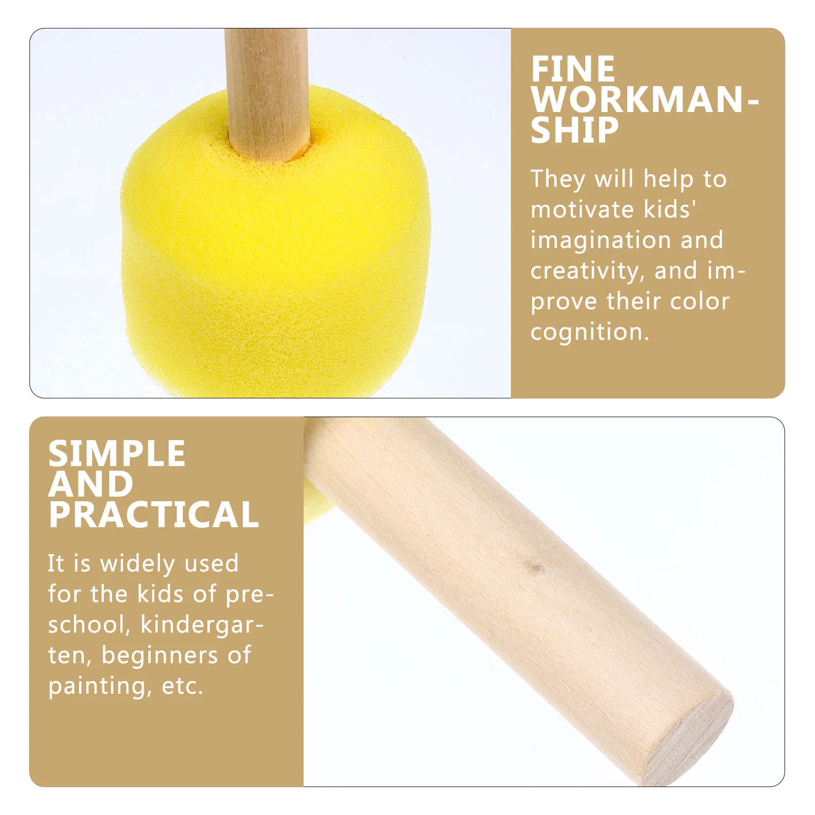 

10 Pcs Sponge Brush Sponges Circular Painting Small Craft Brushes Circle Wood Round Toddler Artist Tools for Kids