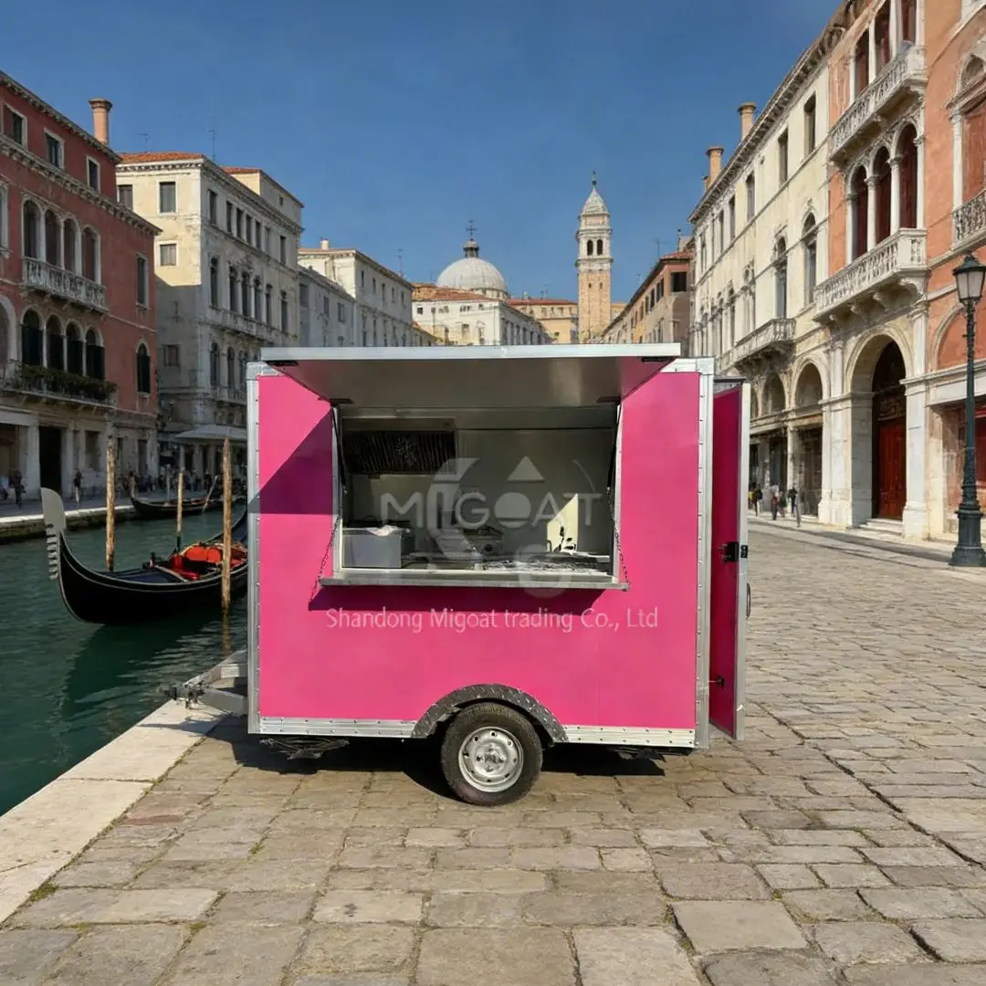 Stainless Steel Towed Mobile Food Vending Truck Commercial Mobile Food Cart for Outdoor Market Snack Milk Tea Business
