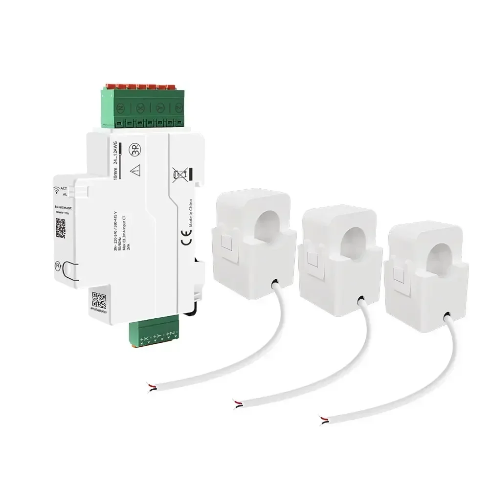 WiFi 120A Tuya Smart Din-rail Energy Meter 3 Phase Power Monitor Split-core CTs 120V 240V Smart Energy Monitor