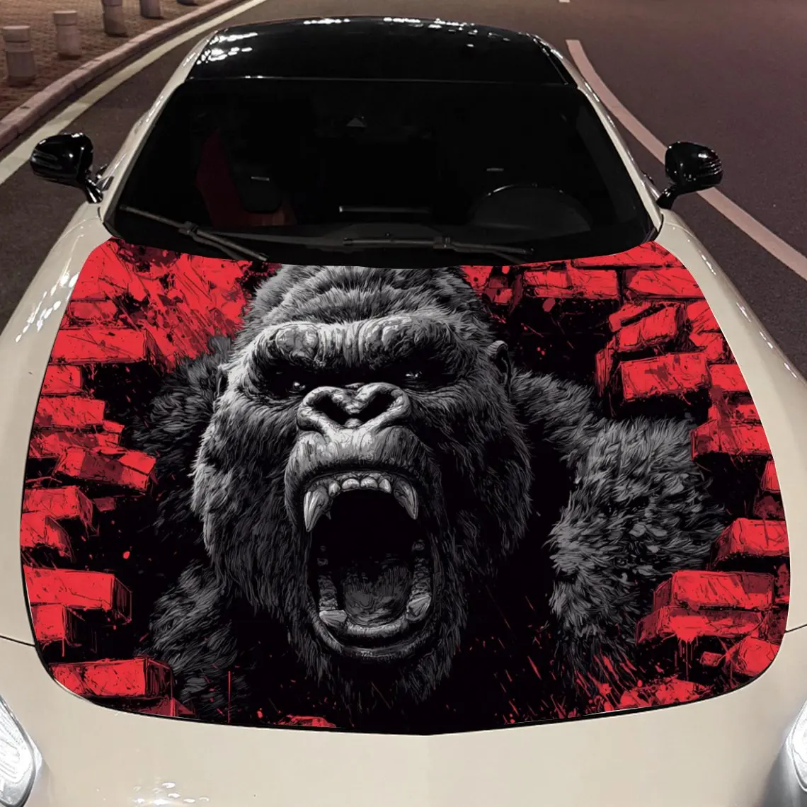 

Angry Chimpanzee Car Hood Vinyl Stickers Car Surface Protection Decal Car Decoration Cover Vinyl Wraps Waterproof Self-adhesive
