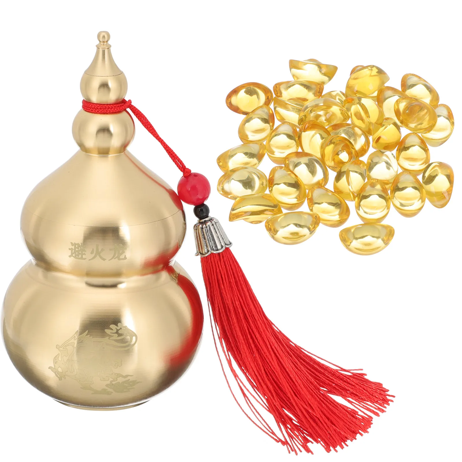 

Brass Gourd Retro Decor Sculpture Home Office Decorative Craft Figure Sculpture Good Luck Wealth Symbol