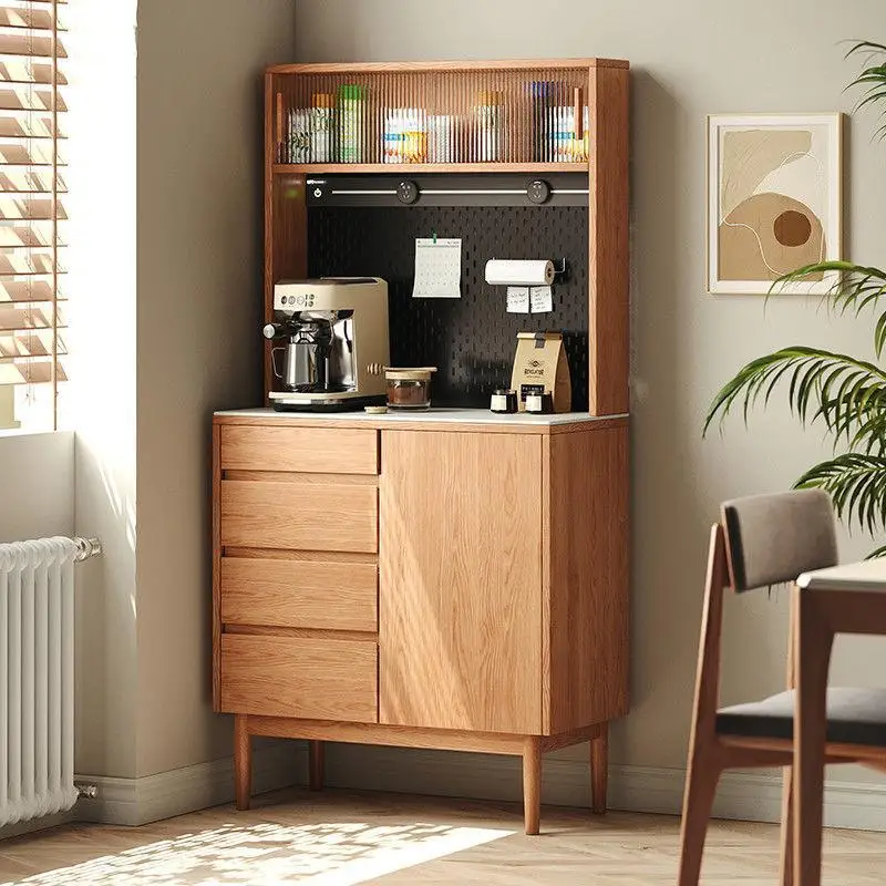 Solid wood oak dining side cabinet against the wall integrated hole board living room home kitchen tea storage locker