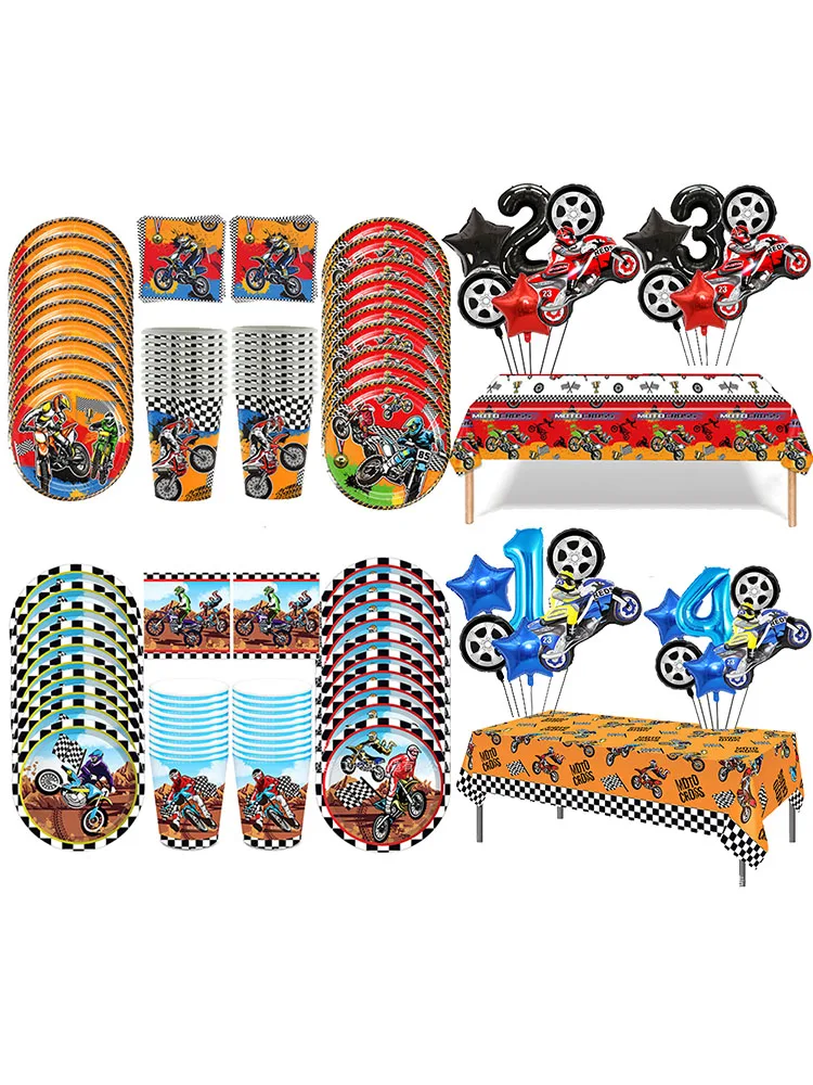 AliExpress Dirt Bike Motocross Party Tableware Plates Napkins Cups Tablecloth Motorcycle Theme Boys Birthday Baby Shower Decor Supplies