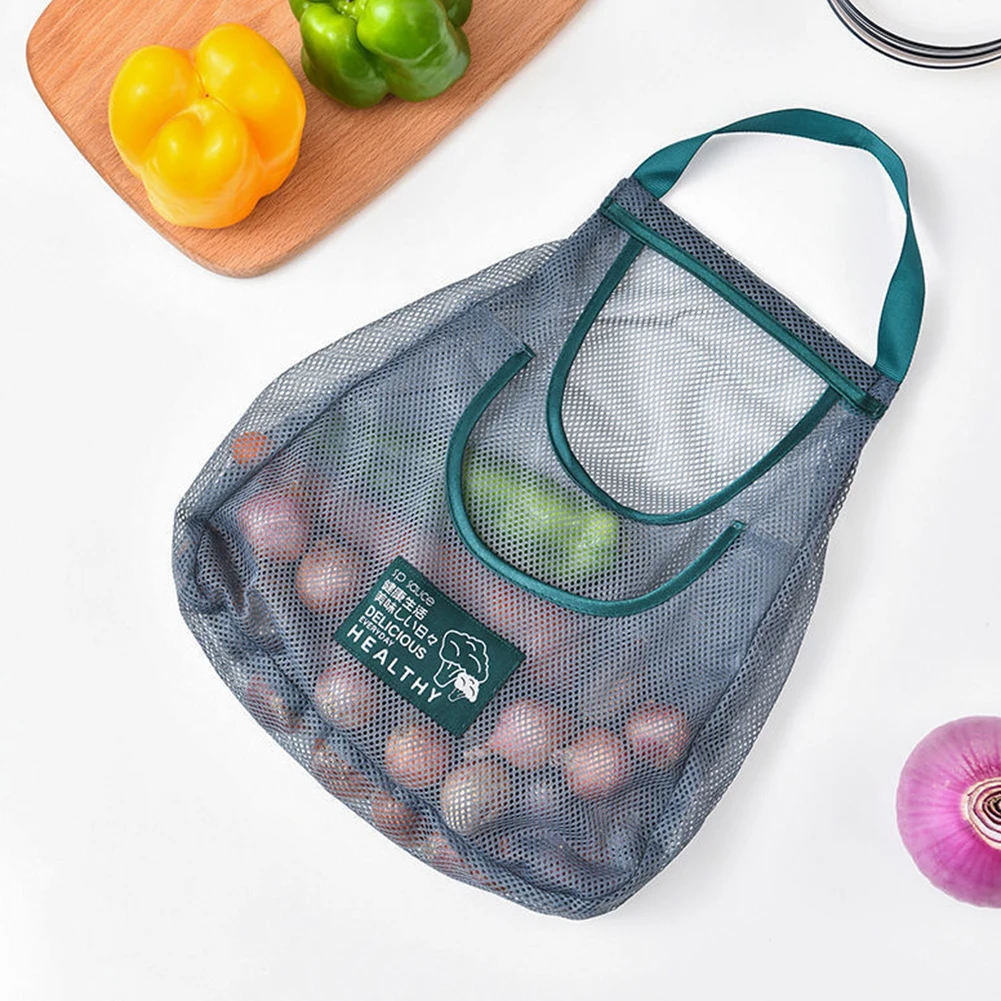 Fruit Vegetable Storage Bag Reusable Shopping Handbag Washable Eco Friendly Hollow Net Portable for Garlic Potatoes Onion