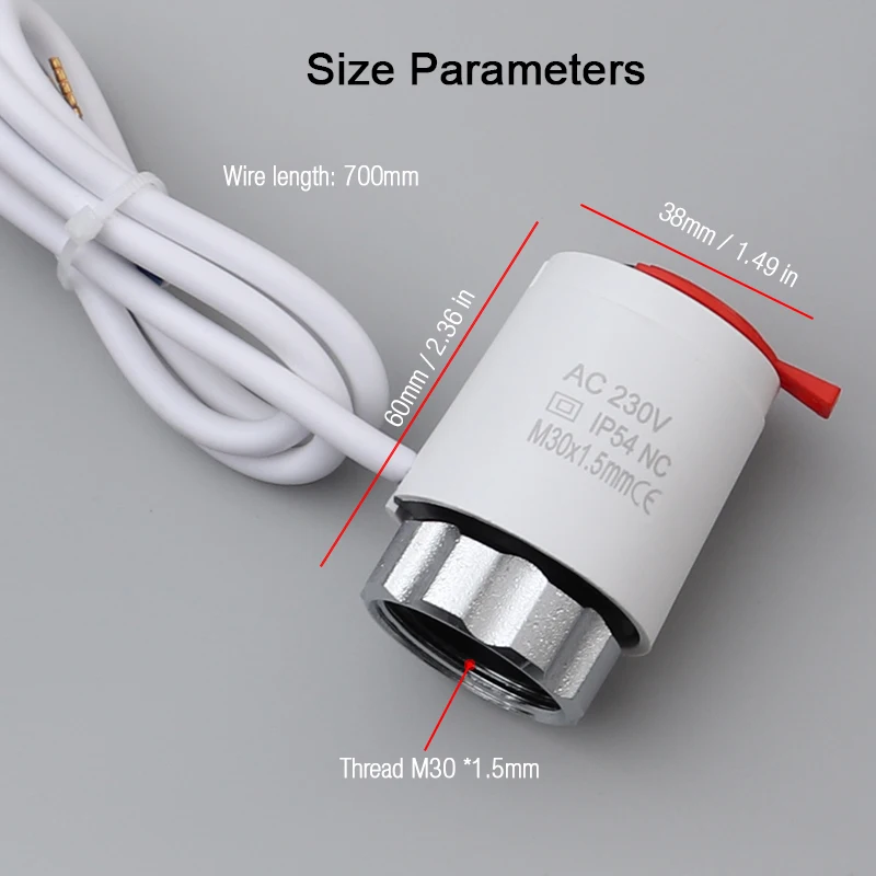 5 pieces of heating 230V normally open and normally closed M30*1.5mm electric floor heating executive TRV thermostatic radiator