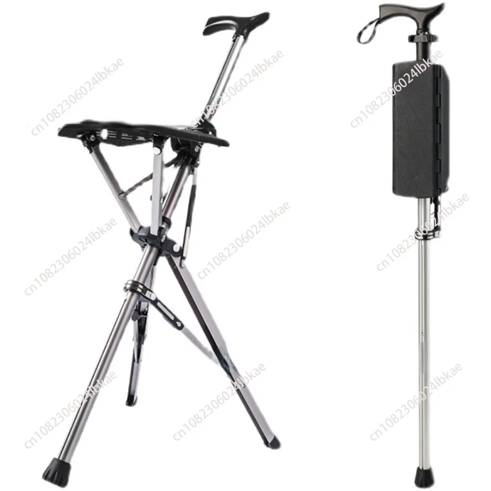 85cm Foldable Crutch Chair Elderly Crutch Stool Cane Chair Lightweight Cane Stool Delta Chair Walking Stick