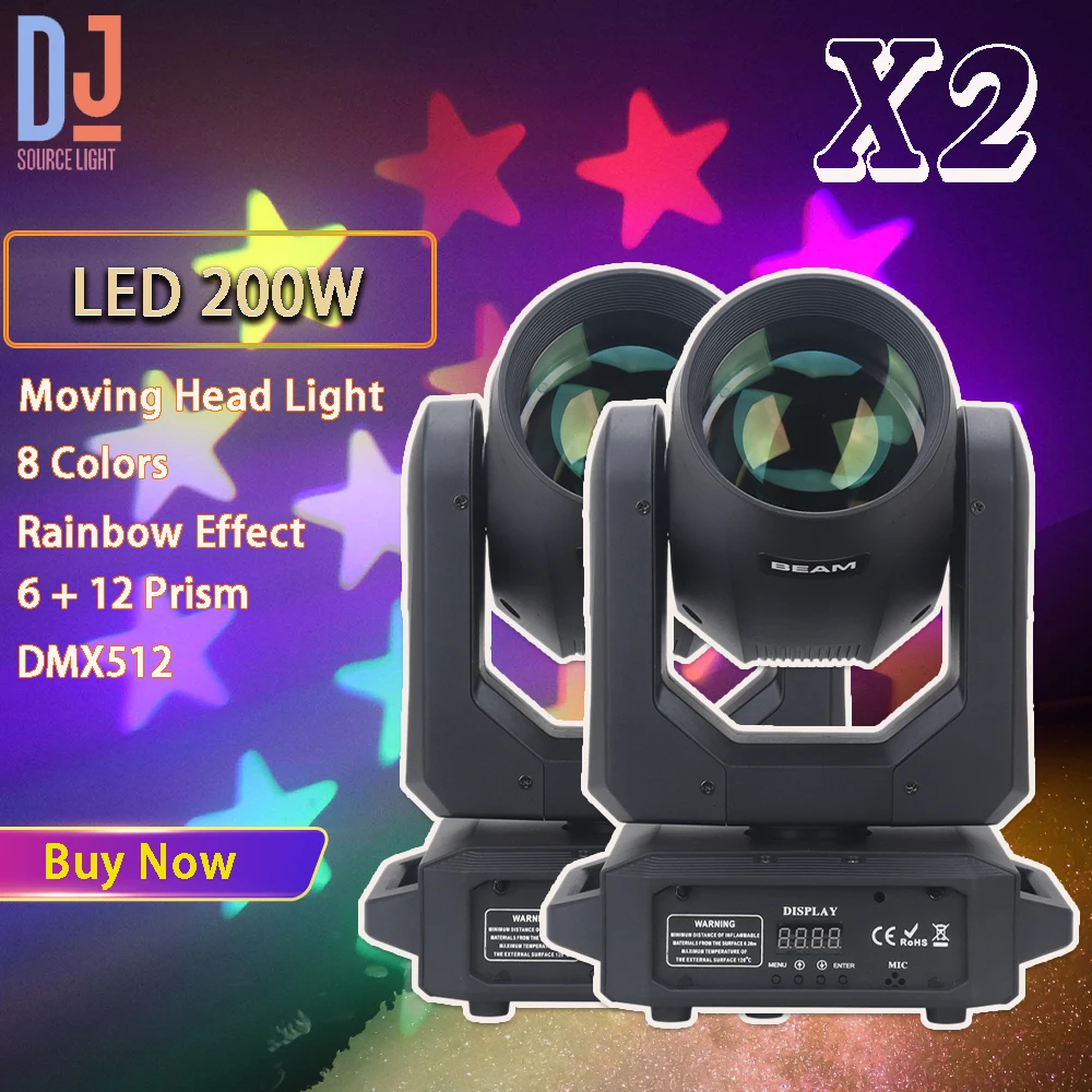 2Pcs/Lot Professional DJ Stage Lighting Equipment Moving Head 200W LED Spot Lyre Gobo Projector Lights For Disco Bar Party Show