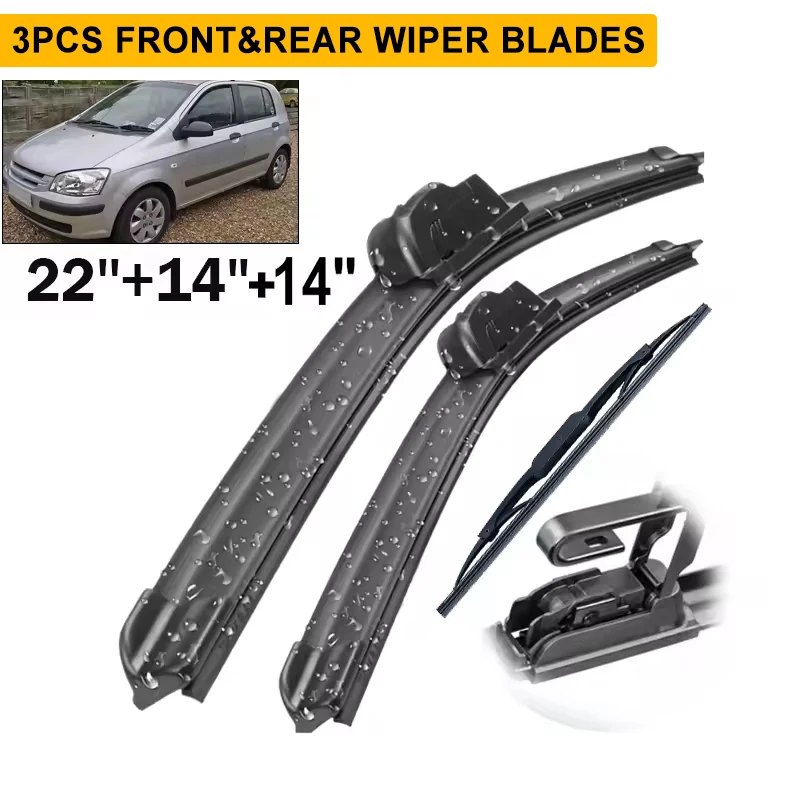 

Wiper Front & Rear Wiper Blades Set Kit For Hyundai Getz 2002 - 2009 Windshield Windscreen Window Brushes 22"+14"+14"