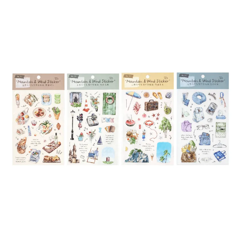 1pcs New Travel Vacation Daily Life Kawaii Ins Cartoon Die Cutting Label Stickers Diy Diary Scrapbook Aesthetic Decoration