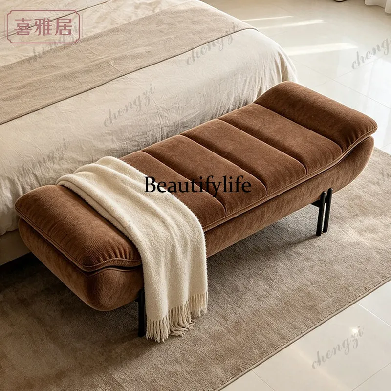 Retro nostalgic bedroom high-end fabric bedside bench dining room study bench bed front stool bedside sofa