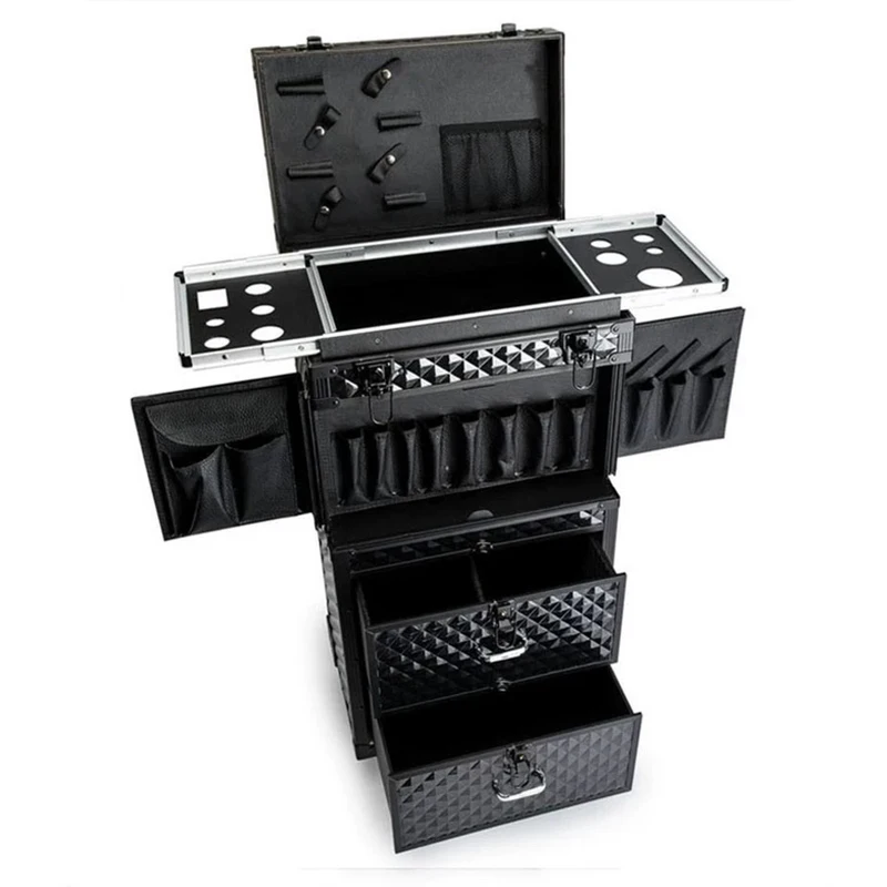 High-end Professional Hairdressing Trolley Luggage Toolbox Salon Hairdresser Beauty Makeup Large Luxury Drawer Cosmetic Case