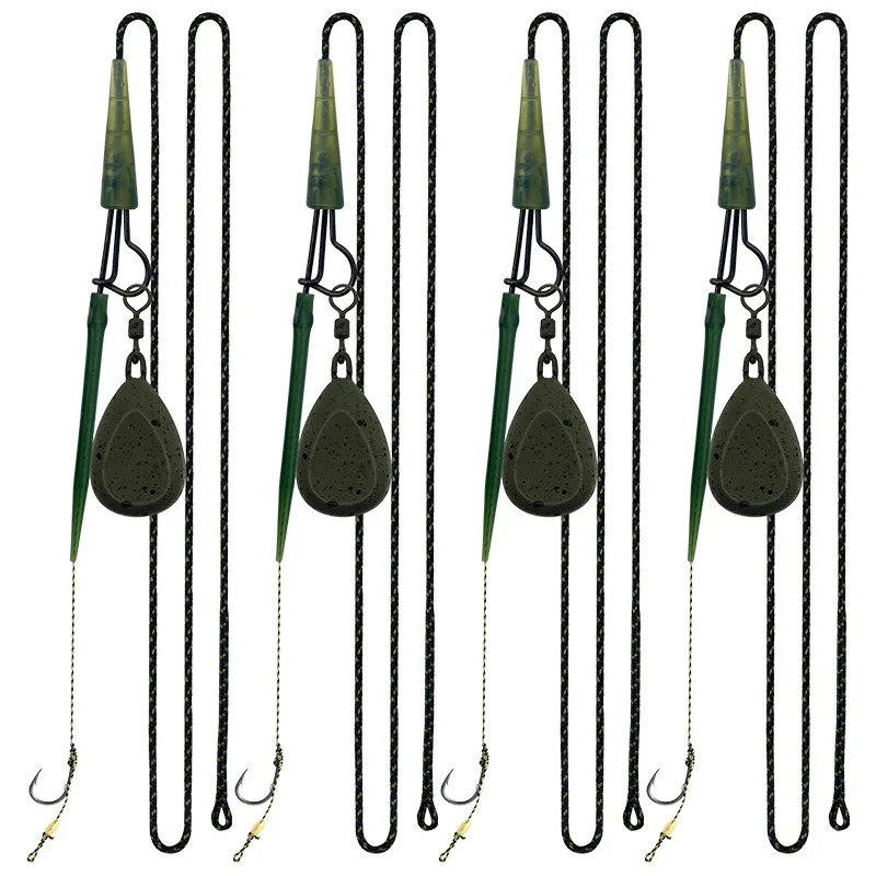 1set Professional Carp Fishing Leader Kit - with Sinkers, Carp Hooks & Weighted Core Line | All-in-One Tackle Set for Bottom Fis