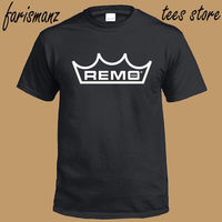 REMO Drums Equipment Logo Men's Black T-Shirt Size S-3XL