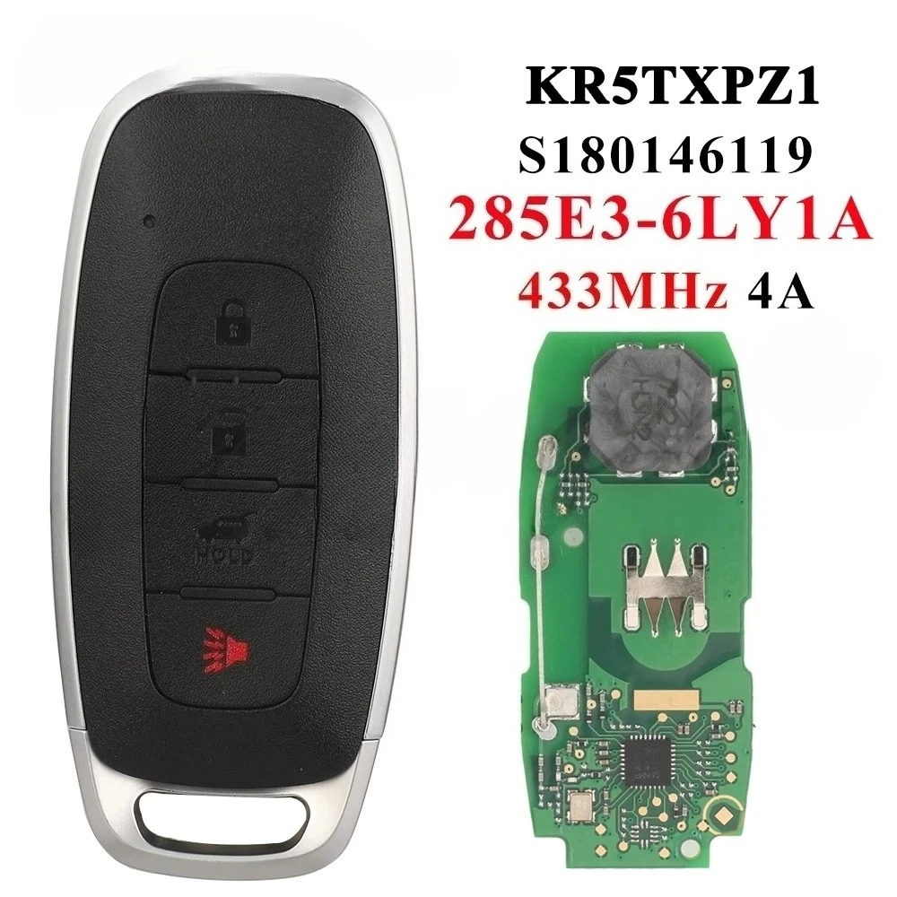 

S180146119 KR5TXPZ1 433 МГц 4A Автомобильный ключ дистанционного управления для Nissan Versa 2023 2024 Auto 4BT Smart Keyless Fob 285E3-6LY1A