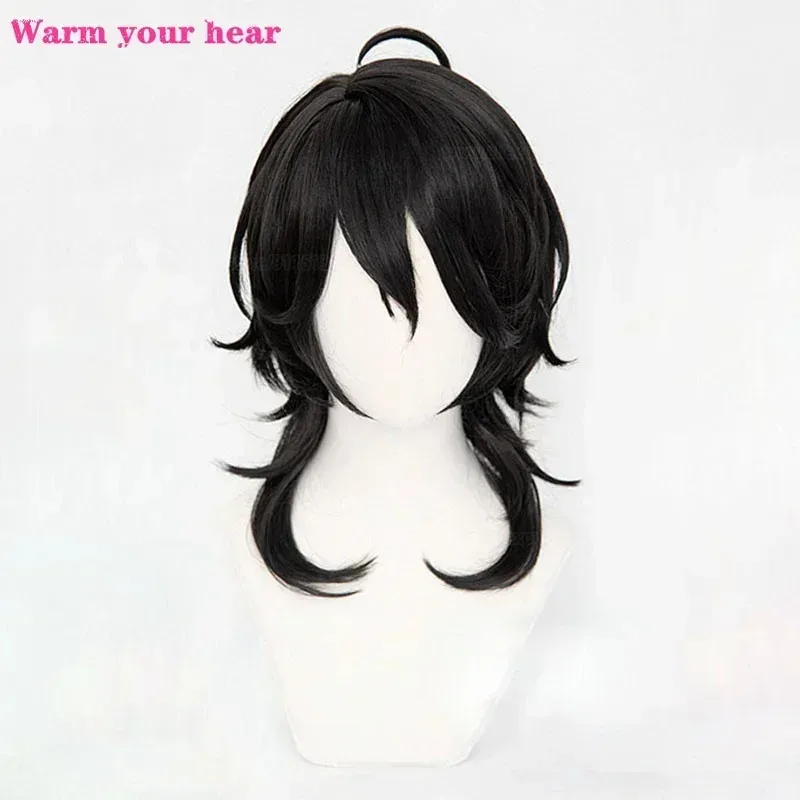Gioco di alta qualità ES Sakuma Rei Sintetico corto nero Cosplay Anime Capelli resistenti al calore Parrucche per feste di Halloween + Cappellino per parrucca gratuito gp;/