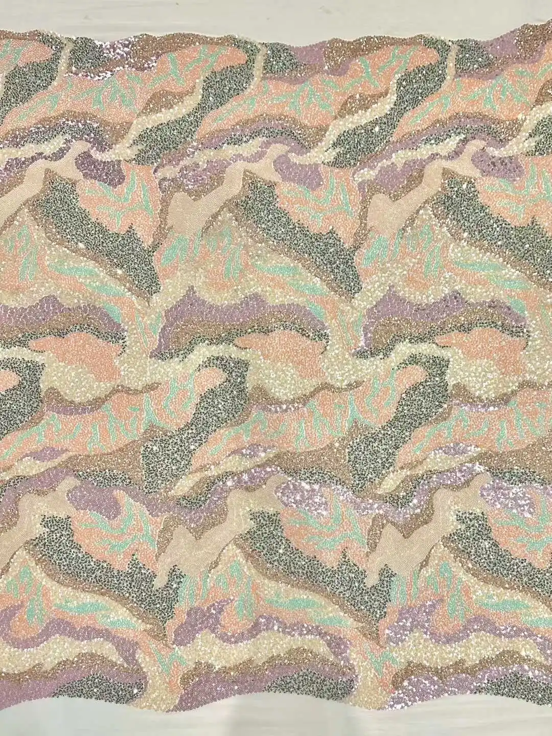 2025 African Nigerian High-Quality Sequins Tulle Lace Fabric for Prom Embroidery Dresses Beads Sewing Net Cloth 5Yards