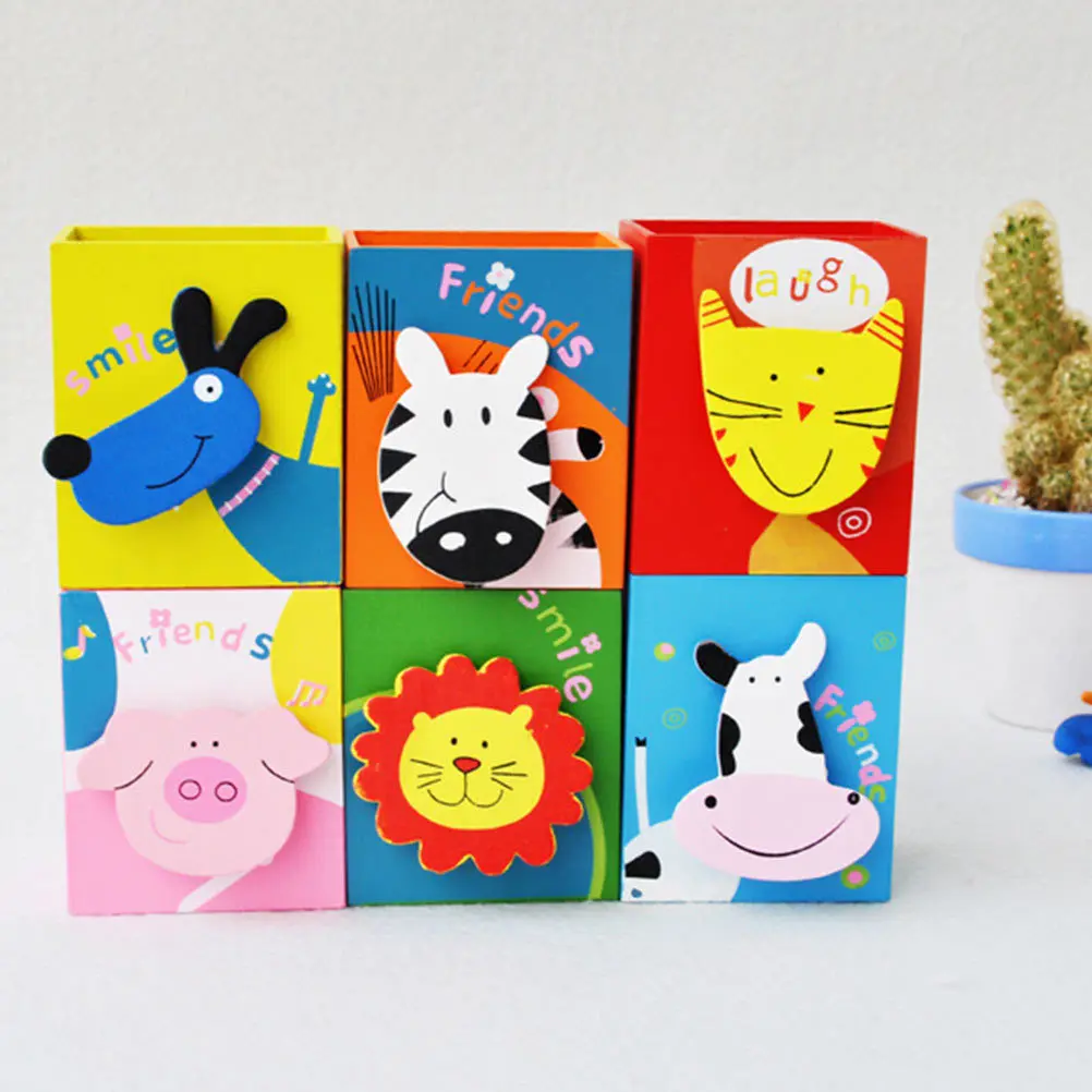 

3Pcs Cartoon Pen Holders Unique Pattern Animal Design Desk Organizer Portable Storage Case Pen Case Desk Adornment