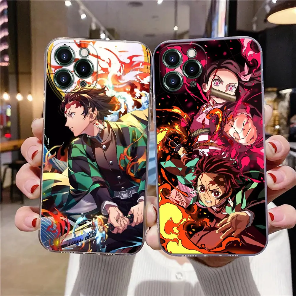 Demon Slayer Tanjiro Anime Clear Case For iPhone 16 15 14 13 12 11 Pro Max Mini Xs XR X 8 Plus Soft Cover Kimetsu No Yaiba Cases