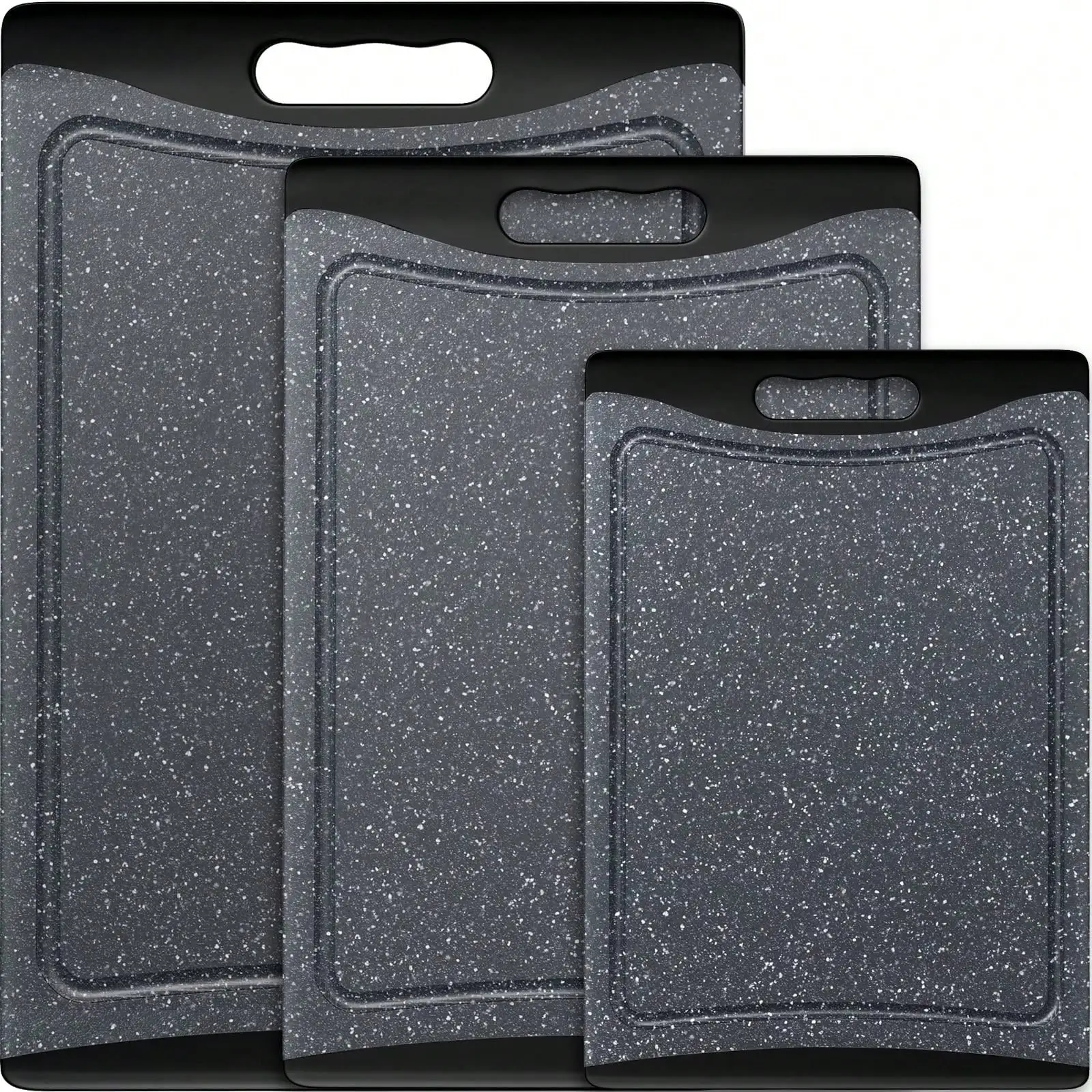3‑Pack Extra‑Large Plastic Cutting Boards, Dark Grey Durable Kitchen Prep Boards, Ideal for Thanksgiving, Christmas, New Year, Mother’s Day and Father’s Day