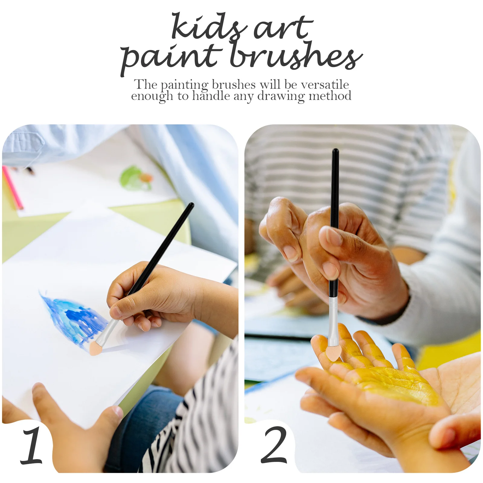 

20pcs Sponge Paint Brush Kids Art Tools Doodling Graffiti Washable Lightweight Portable Diy Painting Brushes For Schools Studios
