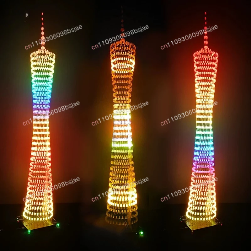 32-Layer Bluetooth Canton Tower Kit Electronic DIY Production Colorful LED Small Waist Light Cube Music Spectrum Parts